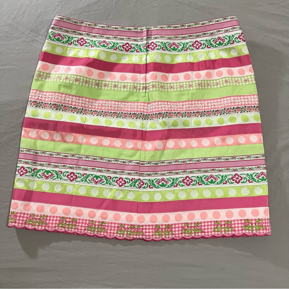 Lilly Pulitzer Multicolored High Waisted Ribbon Skirt Multi Print Lined Size 14 - Picture 4 of 9
